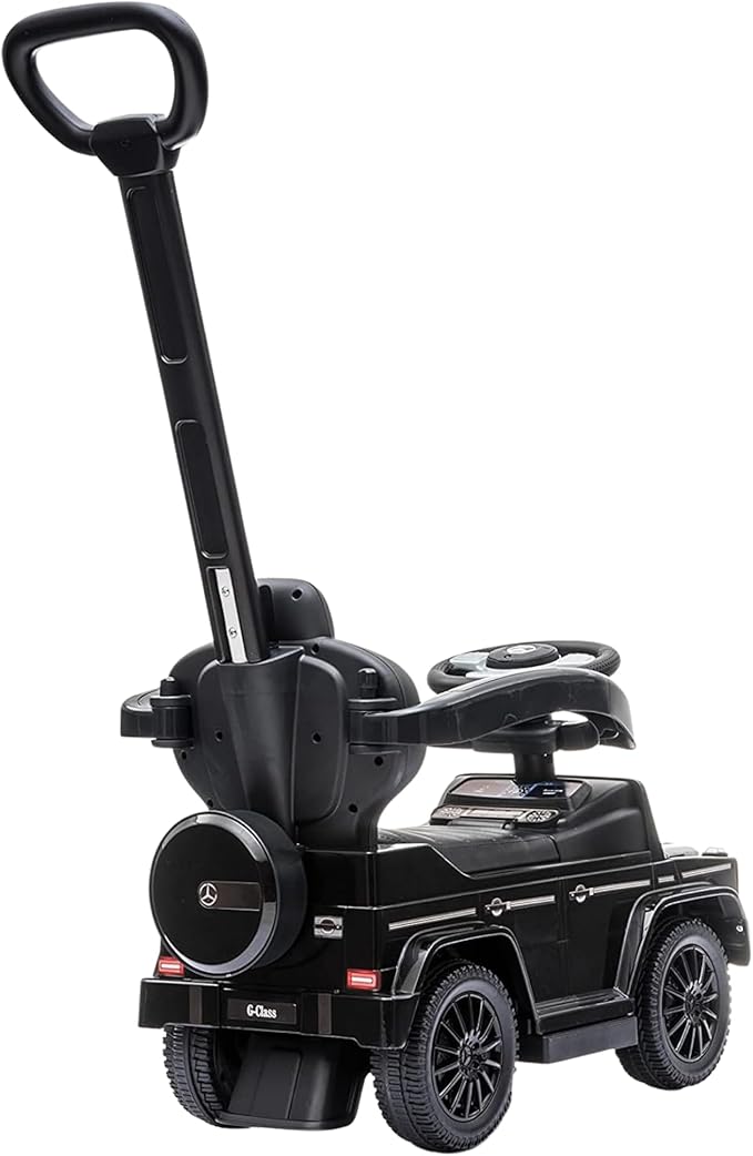 Best Ride On Cars 3 In 1 Mercedes G-Wagon Push Car for Toddlers 1 to 3 Years Old, Kids Outdoor Stroller with Music, Horn Sounds, and Handle, Realistic Driving Experience, Black