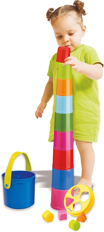 Miniland Sorting & Stacking Toys, Montessori for 1 Year Old, +2 Year Old Boy, 16 Pieces, Kids Cups, Baby Toys 1 Year Old, Shape Sorter | Giantte