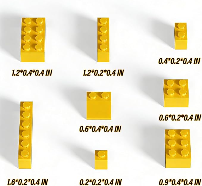 Bulk Building Bricks, Compatible with Lego and All Brands, 8 Sizes and A Variety of Colors to Mix and Match，Random Color (240, Yellow)