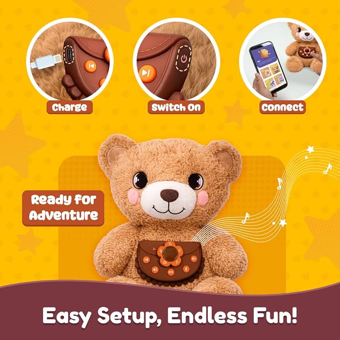 Lovabies Guffy by PlayShifu | Interactive Plush Toy for Kids Aged 3–5 | Built-In Calming Breathing Activities, Stories & Lullabies | Screen-Free Emotional Companion | The Smart Bear That Hugs You Back