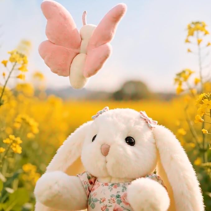 Apricot Lamb Pink Butterfly Plush Stuffed Animals for Kids, Soft Cute Plush Toys for Baby Girl and Boy, Fluffy Pink Butterfly Pink