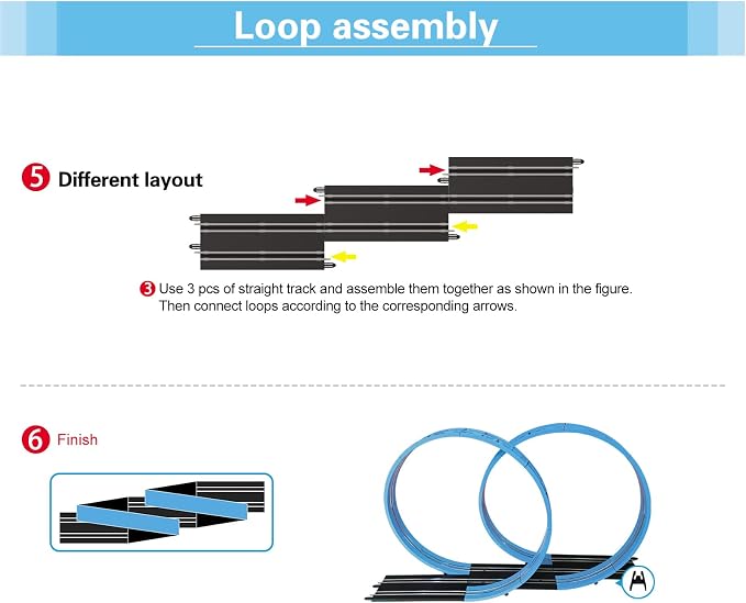 AGM MASTECH Extension Set #4-26 Piece Track(16 Loop Tracks, 4 Straight Tracks, and More) Expansion Accessory Pack - for Use with 1: 64 Scale AGM MASETCH Slot Car Race Track Systems, MR-P04