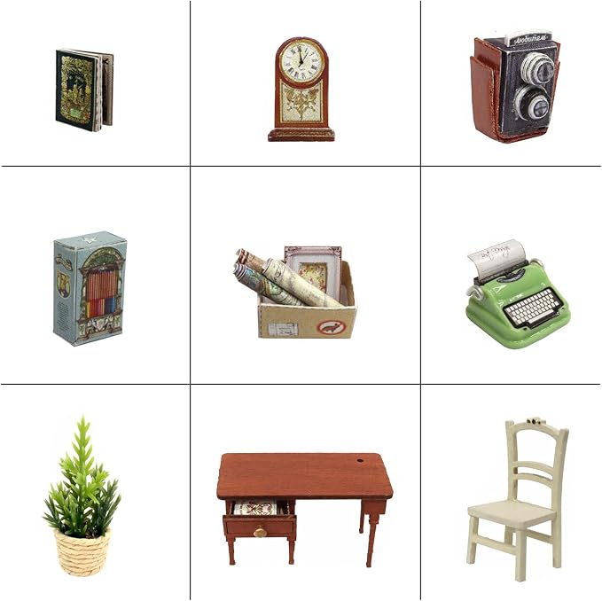 CUTEROOM DIY Doll Room Miniature Furniture Wooden House Kit - Wooden Dolls House Kit with Dust Cover & LED Light and Accessories - QT Series Dollhouse (QT031)