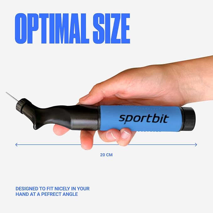 SPORTBIT Ball Pump for Sports Balls - Push & Pull Inflating System - Hand Pump for Exercise Balls - Volleyball Pump, Basketball Inflator, Ball Air Pump - Goes with 5 Needles Set