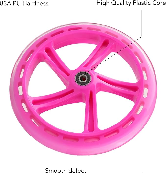 2-Pack 200mm Scooter Wheels - 8-Inch Pink Wheels for Razor A5, Lascoota, Kid & Adult Kick Push Scooters