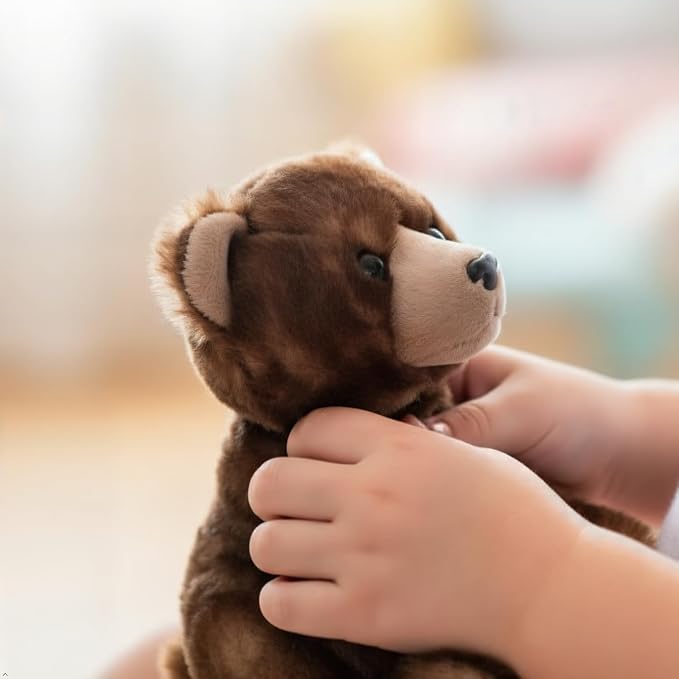 The Petting Zoo Brown Bear Stuffed Animal Plushie, Gifts for Kids, Wild Onez Babiez Zoo Animals, Brown Bear Plush Toy 6 inches