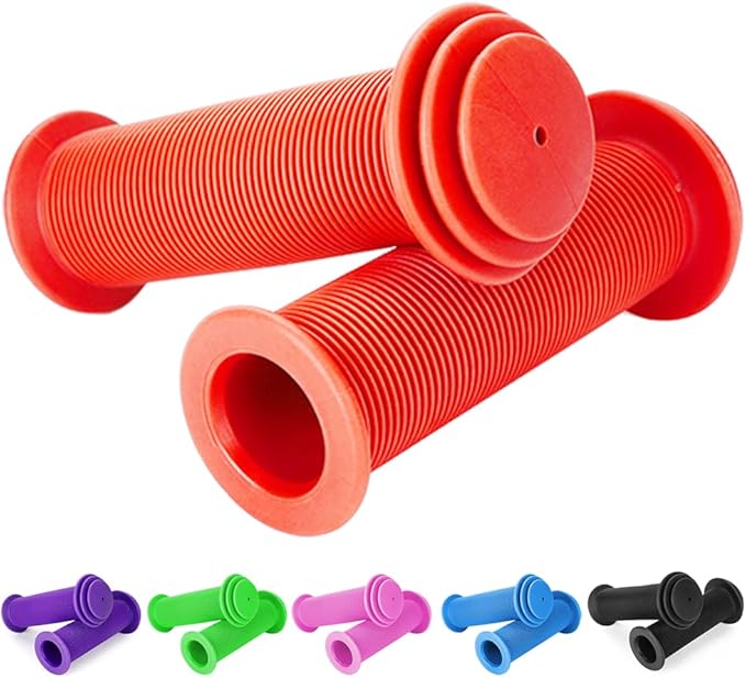 Kids Bike Grips - 105mm Bicycle Handlebar Grips With Mushroom Pattern for Bikes, Balance Bikes, and Kick Scooters