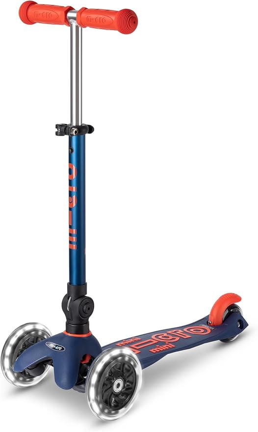 Micro Kickboard | Mini Foldable LED Kids Scooter for Ages 2-5 | Children up to 110 lbs | 3 Wheel Lean-to-Steer Design | Adjustable T Bar | Smooth Ride, Motion-Activated PU LED Wheels | Swiss Design