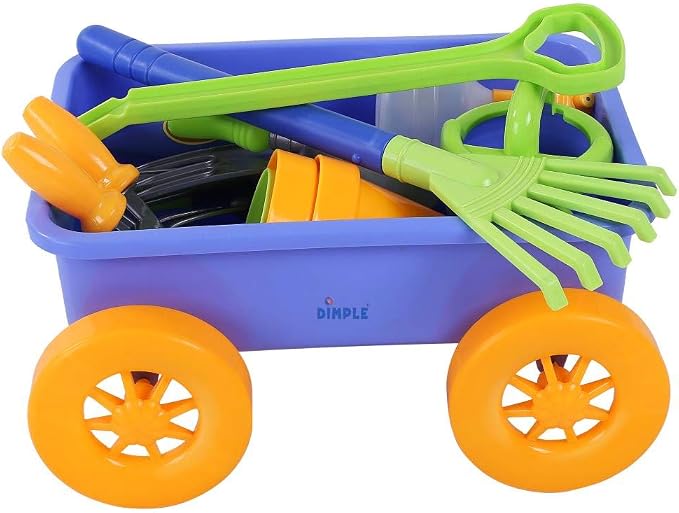 Dimple Garden Wagon & Tools Toy Set, Kids Gardening Set - 15 Pcs Outdoor Toys for Toddlers,Sand Toys - Sturdy & Durable Top Yd, Beach, Sand, Garden Play Set for Kids & Toddler Gardening Tools, Age 3+