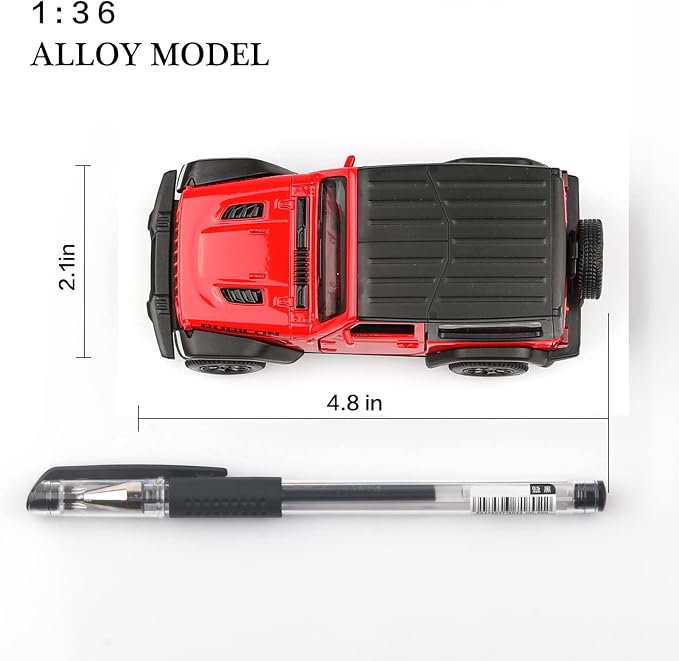 TOKAXI 1/36 Scale Wrangler Rubicon Diecast Car Models,Pull Back Vehicles Toy Cars,Cars Gifts for Boys Girls