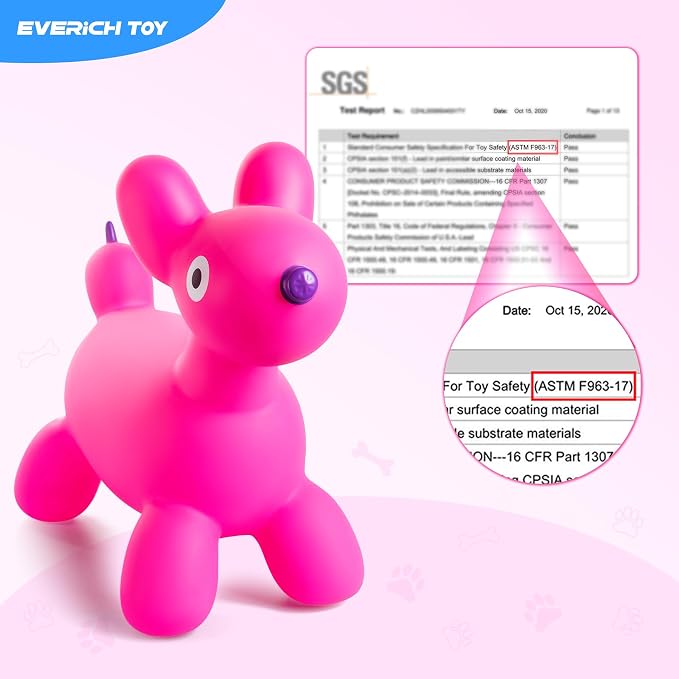Bouncy Animal Hopper for Toddlers, Balloon Dog Inflatable Jumping Horse, Inflatable Ride on Dog Bouncer Hopping Toys Gifts for Boys Girls 18 Months 2 3 4 5 6 Years Old