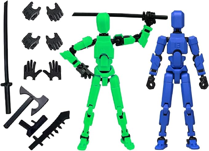 Titan T13 Action Figures Set -(Assembly Required) Robot Action Figure Fidget Toys for Nova N13 Anime Figures with 3D Lucky Dummy 13 Robot Figures Multi Movable Joints Gifts (Green+Blue)