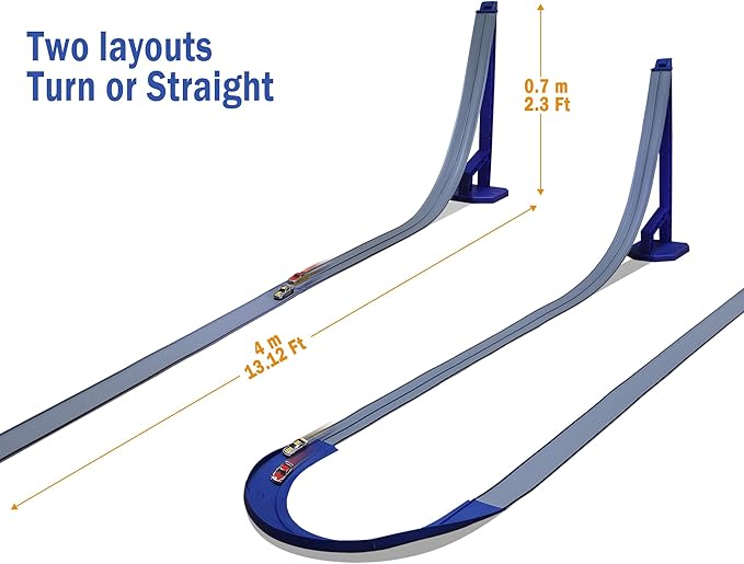 FateGo Gravity Race Track Toy for Kids with Curved Track Pieces,Dual-Lane Die-cast Car Track Set Compatible with 1/64 Cars