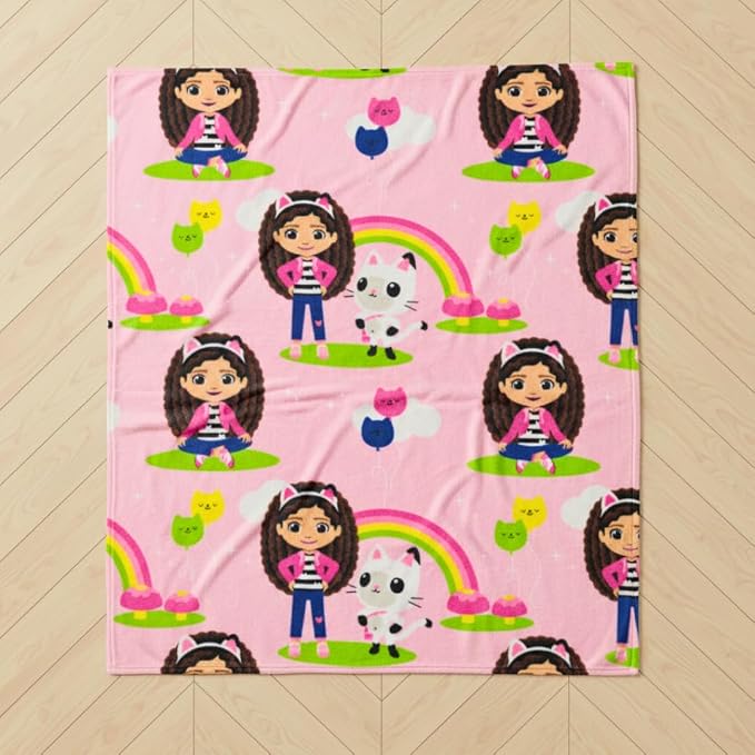 Gabby's Dollhouse Kids Bedding Super Soft Cozy Silk Touch Throw, 40 in x 50 in, (Officially Licensed Product) By Franco