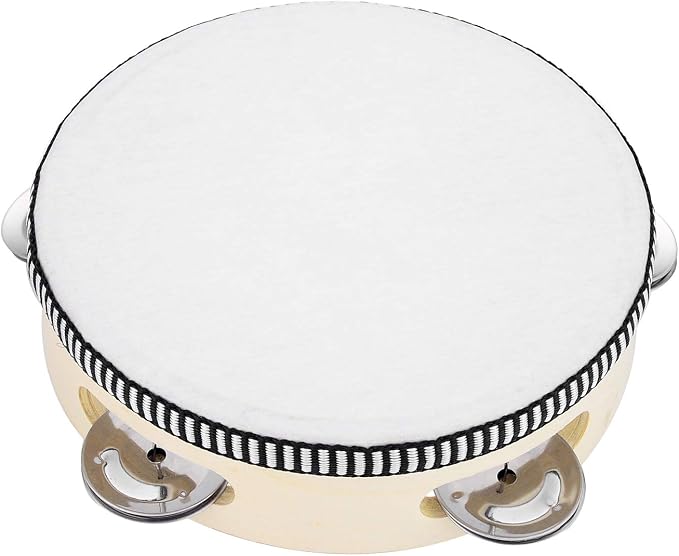 Hand Held Tambourine Drum 6 inch Bell Birch Metal Jingles Percussion Gift Musical Educational Drum Instrument for KTV Party Kids Games (6 inch)