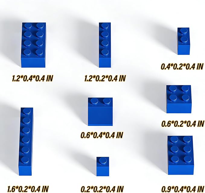Bulk Building Bricks, Compatible with Lego and All Brands, 8 Sizes and A Variety of Colors to Mix and Match，Random Color (120, Blue)