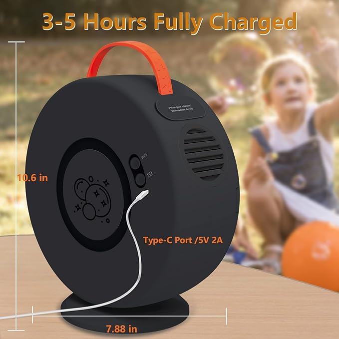 Bubble Machine Automatic Bubble Blower for Kids Toddlers Rechargeable Battery Portable Bubble Maker Electric Bubble Machine Auto Rotating 90°/360° Outdoor Toy for Easter and Birthday Gift