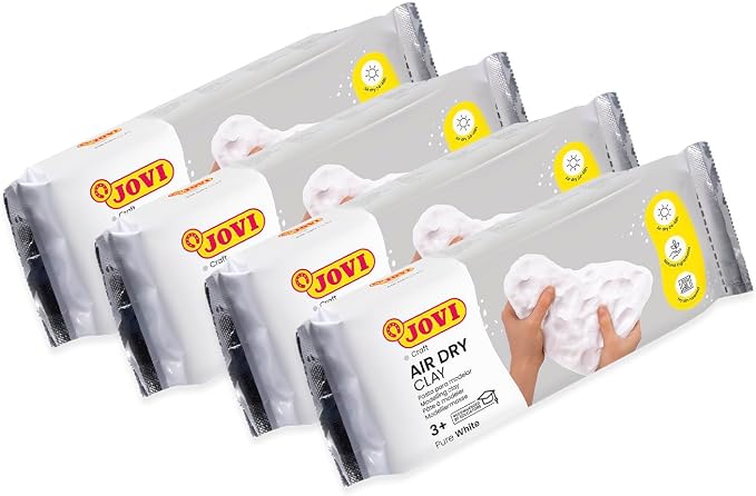 Jovi - Air Dry Clay, Set of 4 Units, 2.2lb Each, Total of 8.8lb, White | No Oven Needed, Pottery Clay for Arts and Crafts Projects - Bulk Buy