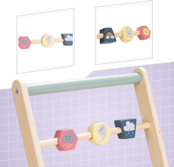 Giant bean Wooden Baby Push Walker for Boys Girls Ages 1-3, Galloping Ponies Push and Pull Activity Walker Adjustable Speed, Baby Push Walker Christmas Gift for Toddler Kids Motor Skills & Creativity