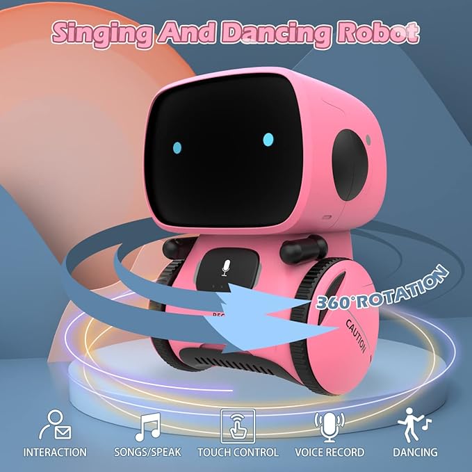 KaeKid Robots for Girls 3-5, Interactive Smart Robotic with Touch Sensor, Voice Control, Speech Recognition, Singing, Dancing, Repeating and Recording, Gift for Kids