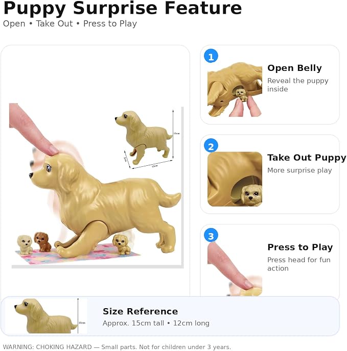Family Doll Playset for Kids with Pregnant Mom Doll, Dad, Kids, Dollhouse Pets & Accessories – Pretend Play Toy Set for Boys & Girls, Interactive Family Storytelling Imagination Gift