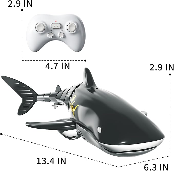 Bennol 2.4Ghz Remote Control Whale Shark Toy for Kids, 1:18 Scale High Simulation Electric RC Fish for Pool, Birthday Christmas Toys for 6 7 8 9 Year Olds Boys and Girls