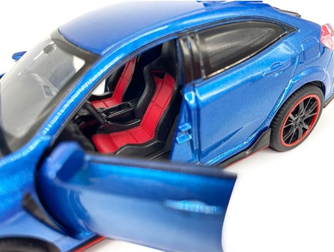 2017 Civic Type R Model Car Hatchback Sports Diecast Toy Cars 1/32 Scale Metal Pull Back Children's Die-cast Vehicles, Doors Open Light Sound, Boys Toys Kids Gifts Collection for Men, Blue
