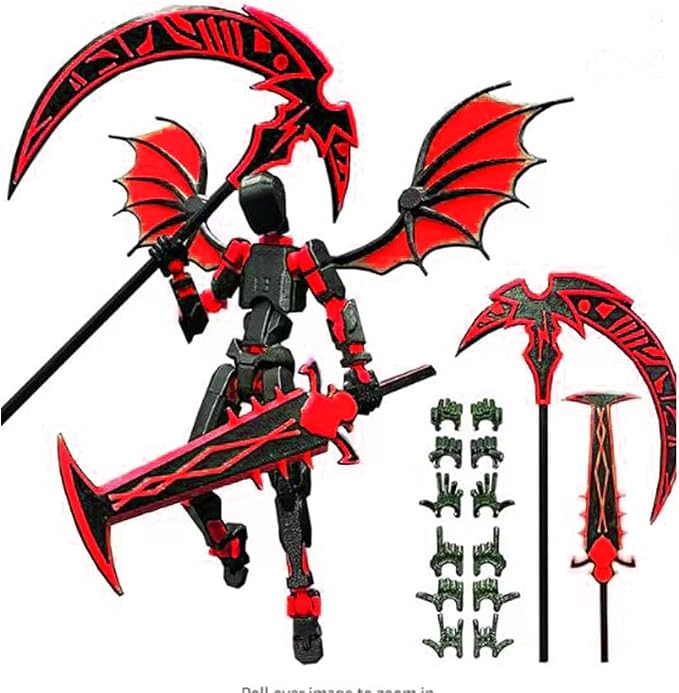 Titan 13 Action Figure Set Assembly Required, T13 3D Printed Action Figures with Weapons Accessories T 13 Lucky Robo Dummy Nova 13 Action Figures (Red Demon)