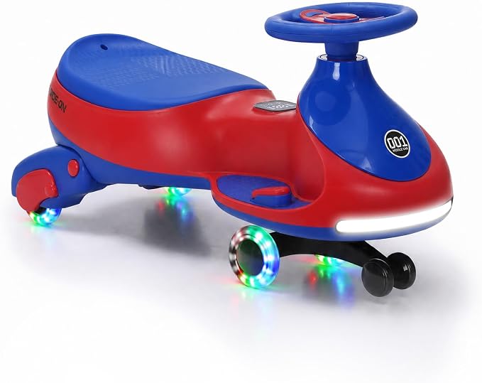 Garvee 12V Electric Wiggle Car for Kids, 2 in 1 Swing Car with Pedal, Anti-Rollover, Max Load 130Lbs,Flashing Wheels, Music,Rechargeable Battery Ride on Toy Indoor Outdoor for Toddlers, Red