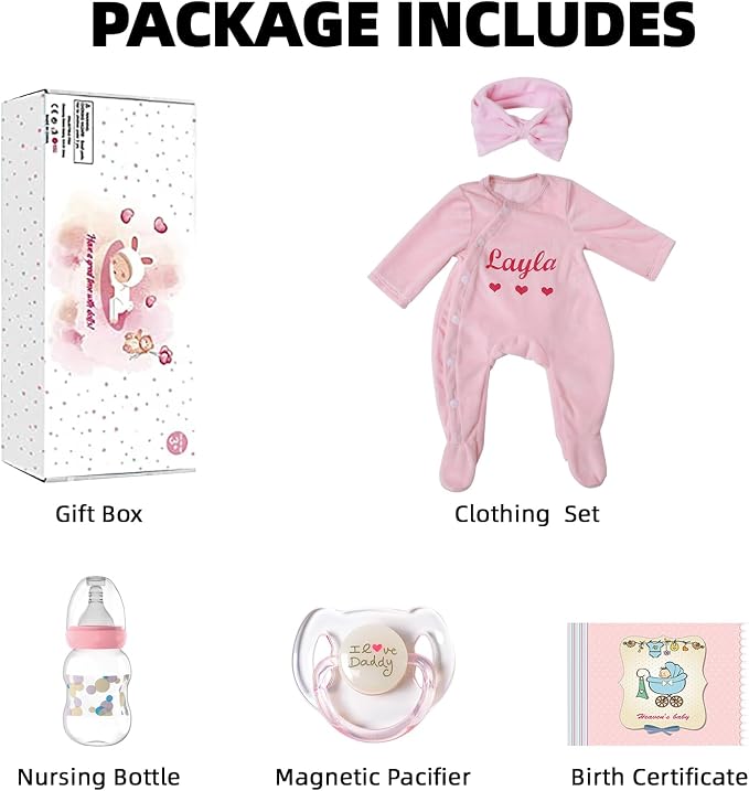 KSBD Realistic Reborn Baby Dolls – 18-Inch Lifelike Newborn Baby Doll with Open Eyes, Poseable Handmade Real Life Baby Doll, Gift Set with Accessories for Kids Ages 3+