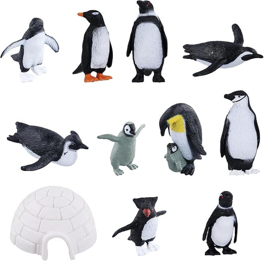 11pcs Mini Penguin Figurines, Realistic Plastic Penguin Figures Arctic Miniature Penguin Figurines Penguin Cake Topper Mini Penguin Toys Tiny Animals for Party Supplies Gifts for Kids