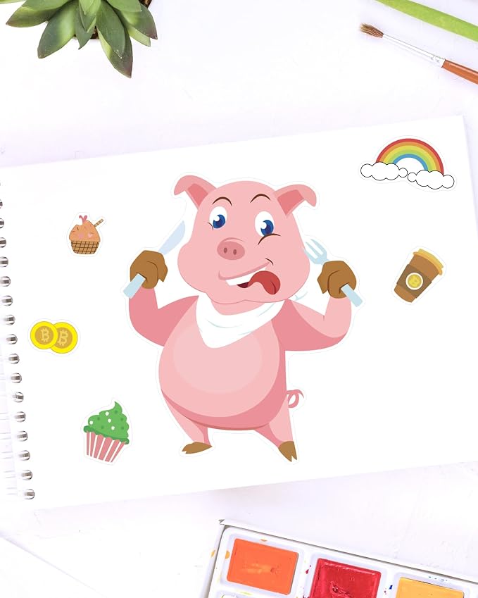 Aowplc 30 Sheets Make a Pig Stickers – Cute Piggy Mix & Match Stickers for Kids – Party Favors, Farm Animal Crafts, School Projects & Classroom Activities