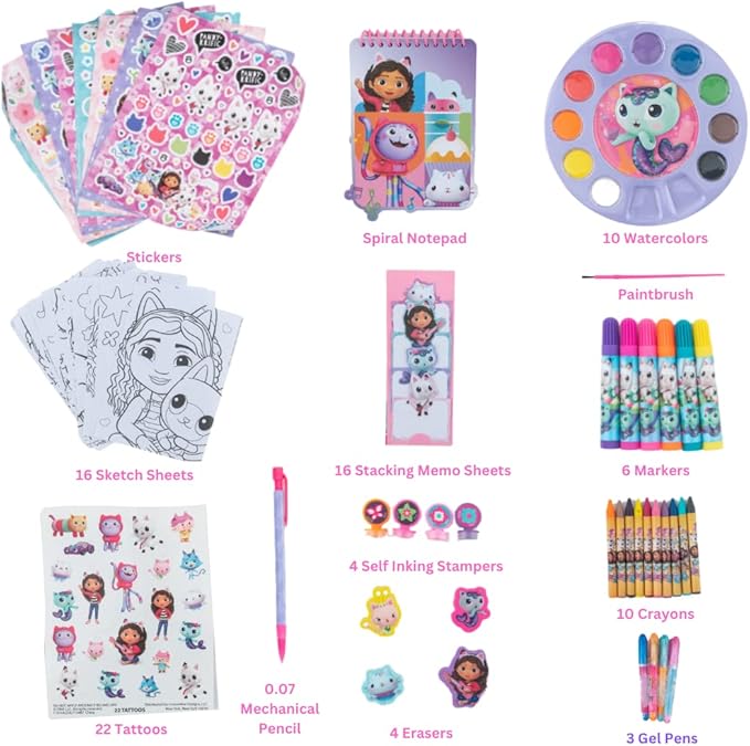 Innovative Designs Gabby's Dollhouse Creativity Fun Kids Art Set for Coloring, Painting, and Crafts