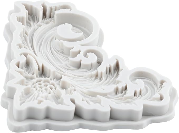 Baroque Scroll Relief Polymer Clay Molds Curlicues Scroll Lace Filigree Silicone Mold for Epoxy Resin Casting DIY Crafts Air Dry Polymer Crafts Supplies Clay Tools