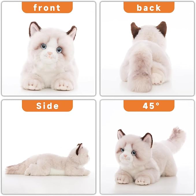 CU-MATE 20 Inch Gray Ragdoll Cat Stuffed Animal Toys Dolls,Cute Handmade Plush Toy Ann Baker Cat Birthday Gifts Present for Boys and Girls
