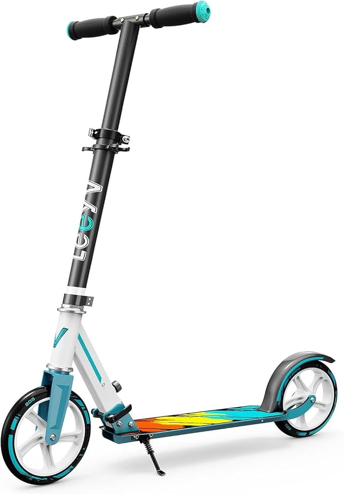 Scooter for Kids 6–12 & Adults, Max Load 240 LBS, Adjustable Height,Lightweight 2-Wheel, Foldable Kids Scooter with Big Wheels