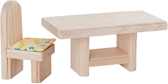 PlanToys® Dining Room Classic Set | Montessori Small World and Family Role Play | Eco Friendly Wooden Dining Room Furniture for Imaginative Play