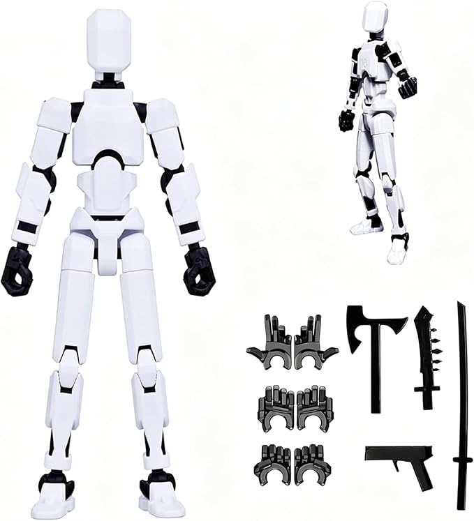 Rugwun Assembly Completed-Titan 13 Action Figure, Upgrade T-Robot 13 Action Figures, New Dummy Robot 13, 3D Printed Multi Action Figure Set,Creative Gifts for Children Adults (White)