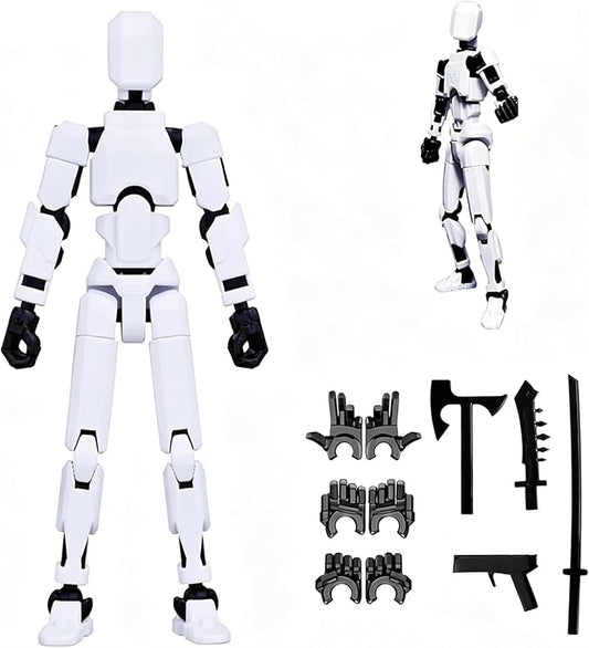 Rugwun Assembly Completed-Titan 13 Action Figure, Upgrade T-Robot 13 Action Figures, New Dummy Robot 13, 3D Printed Multi Action Figure Set,Creative Gifts for Children Adults (White)