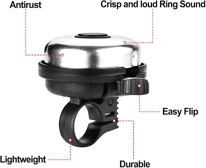 Accmor Classic Bike Bell, Aluminum Bicycle Bell, Loud Crisp Clear Sound Bicycle Bike Bell for Adults Kids