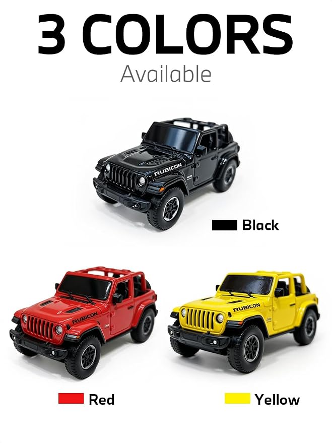 RASTAR 1/43 Diecast Model Car Jeep Wrangler Rubicon, Durable, 59000 | Officially Licensed, Ideal Gift, Zinc Alloy, Smooth Rolling Wheels, Great for Play & Display for Kids & Car Lovers Ages 3+