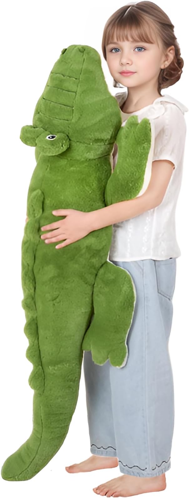 FFxiong 48 inch Green Large Alligator Stuffed Animal Long Body Pillow 4 ft Cute Giant Crocodile Plush Toy Gift for Kids Girl Boy Birthday Valentines