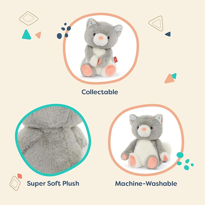 B. toys – 12-Inch Plush Cat – Stuffed Animal – Super Soft Kitten – Gray & White – 12-Inch – Washable – Baby, Toddler, Kids – Happyhues – Cloudy Cosmo – 0+ Months