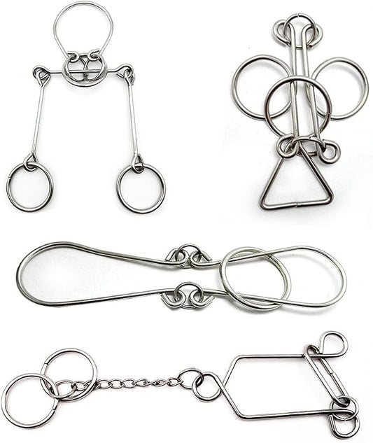 4 Sets Advanced Metal Brain Puzzles Teasers Toys Puzzles Magic Toys for Kids Adults
