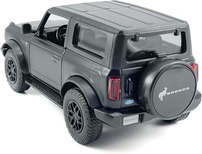 2-Door Bronco Badlands Model Car 1/36 Scale Diecast Toy Cars Metal Alloy Children’s Vehicles, Pull Back Doors Open, Black Rim, Mens Collection, Kids Toys for Boys Gifts, Cake Topper Home Décor, Black