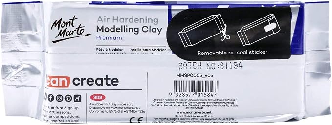 White Modelling Clay Air Dry by Mont Marte, 500g (1.1lb), Ideal Gift for Professional Artists