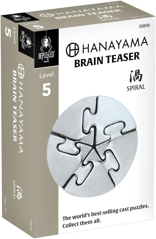 BePuzzled | Spiral Hanayama Metal Brainteaser Puzzle Mensa Rated Level 5, for Ages 12 and Up
