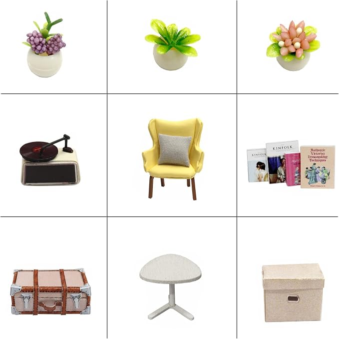 CUTEROOM DIY Doll House Miniature Furniture Wooden House Kit with Dust Cover & LED Light and Accessories - New Three Styles QT Series Dollhouse (QT037)