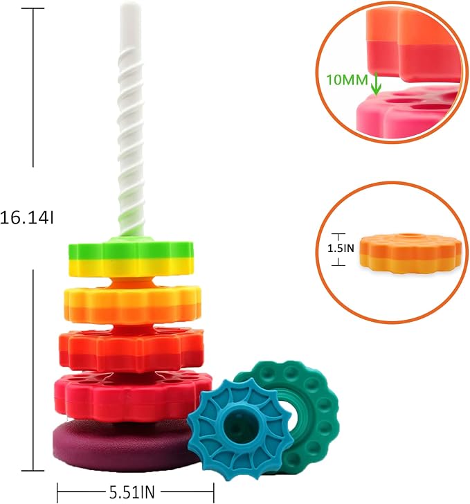 BYFWH Baby Spin Stack Toy,Premium Stacking Toy for Kids, Spinning Stacking Toy for Babies and Toddlers,Educational Toddler Learning Toy,Baby 1 2 3 Birthday Gifts,Autism Sensory Spinning Toy