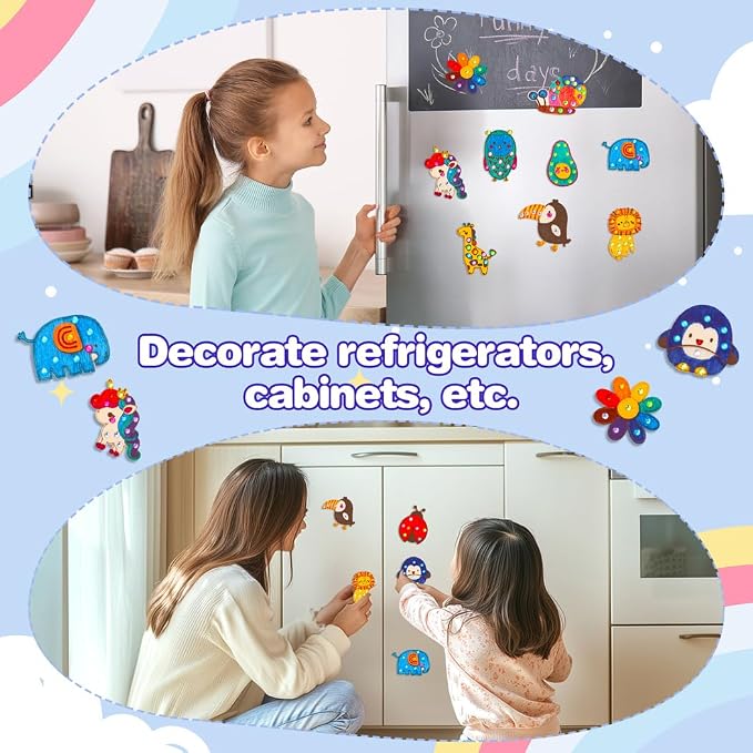 EAPHANT Kids Crafts, 15 PCS Kids Activities Arts and Crafts Painting Kits, Glow in The Dark Wooden Magnets to Paint